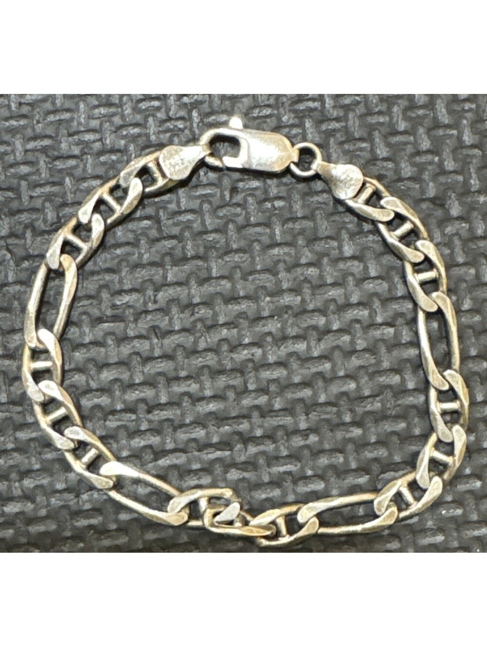 925 Sterling Silver Marked OTC Italy Flat Figaro Link Chain Bracelet 8" | 13.77g
